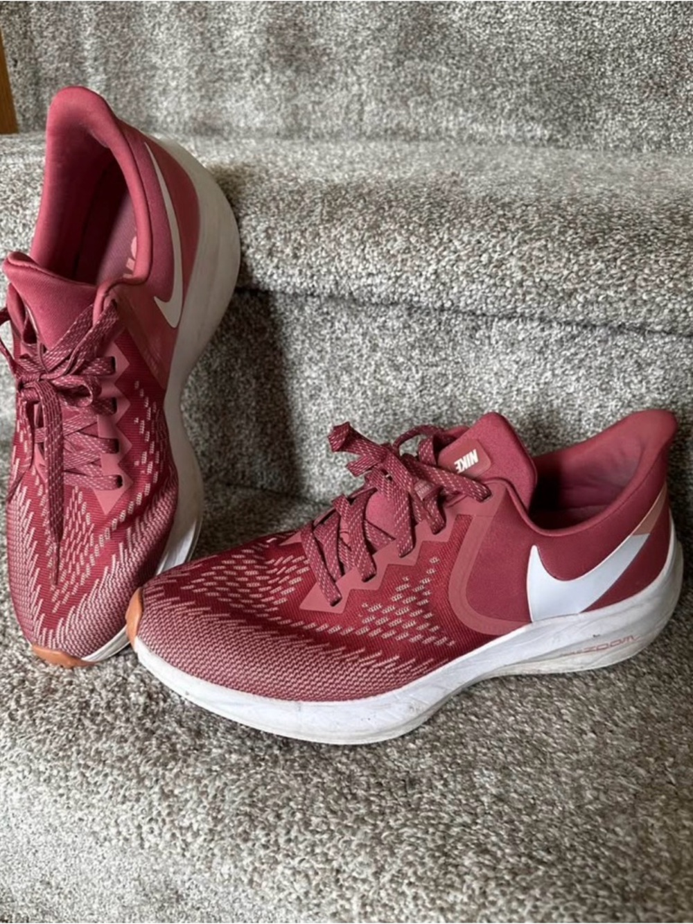 Nike Women's Maroon and White Athletic Running Shoes